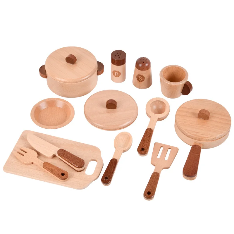 wooden play kitchen pots and pans