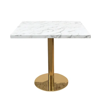 New product luxury pub mesa marmol restaurant tables bistro metal base square marble top dining room living room table