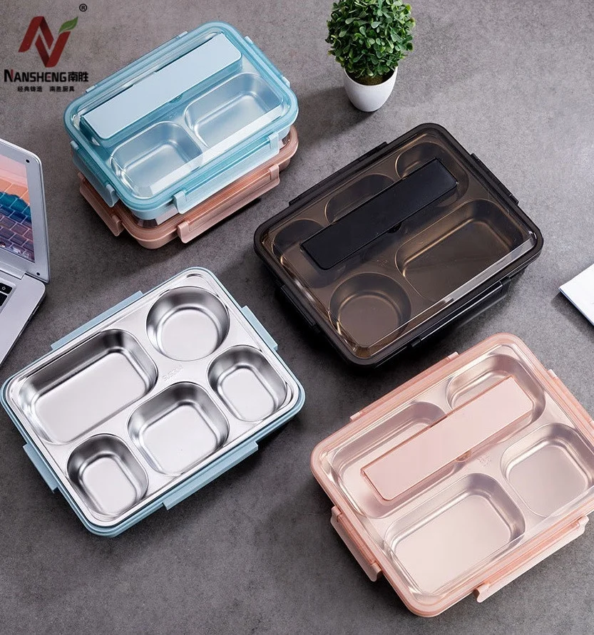 3/4Grid Stainless Steel Thermos Lunch Box Insulated Bento Bag Portable