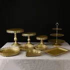Wedding European Style 9 Piece Set Metal Lace Edge Crafts Cake Stand For Wedding Birthday Party Decoration