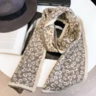 Ins Hot Sell Cute Winter Scarf Leopard Print Wild Thickening Tide With Cashmere Knitted Scarf For Women