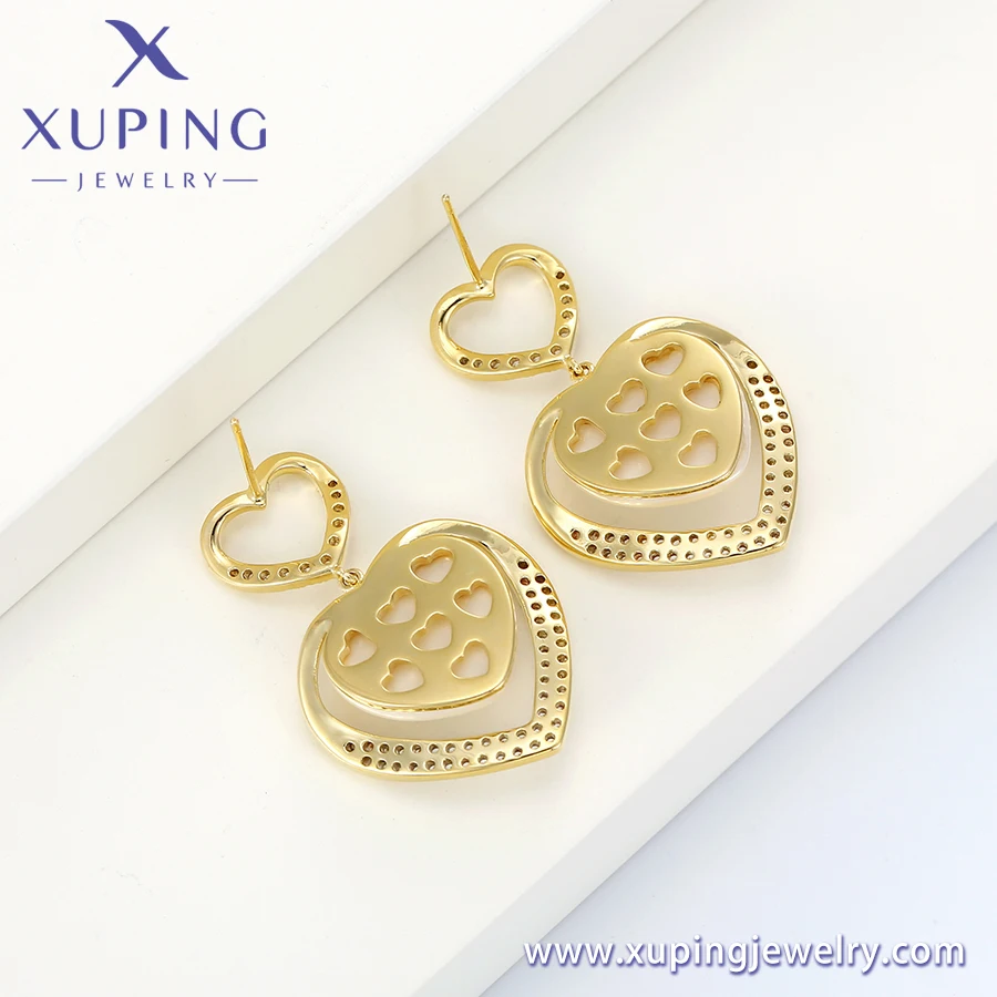 YMearring-808 xuping jewelry Royal luxury elegant peach heart-shaped diamond 14K gold-plated women's earrings
