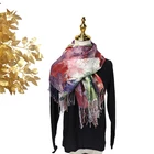 Woven Scarf Scarfs Excellent Woven Tassel Hijab Scarf Ink Painting Shawl Scarves 90*90 Square Scarfs