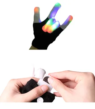 Kids and Adults Best Toy Gift 7 Colors Finger Lights LED Glowing Gloves for Christmas Halloween Costume Birthday Party
