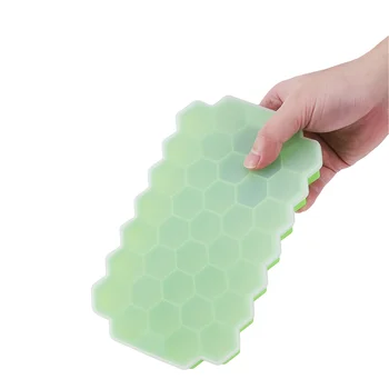 Honeycombed Reusable Soft 37 Lattice Silicone Ice Tray Household Food Grade Ice Cube Mold Box With Lid