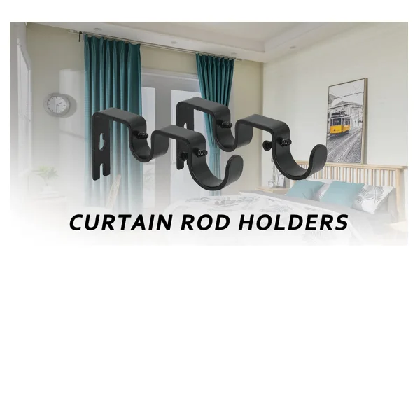 Double Curtain Rod Brackets For Curtain Rod Heavy Duty Curtain Rod Holders (silver) For 1"&5/8