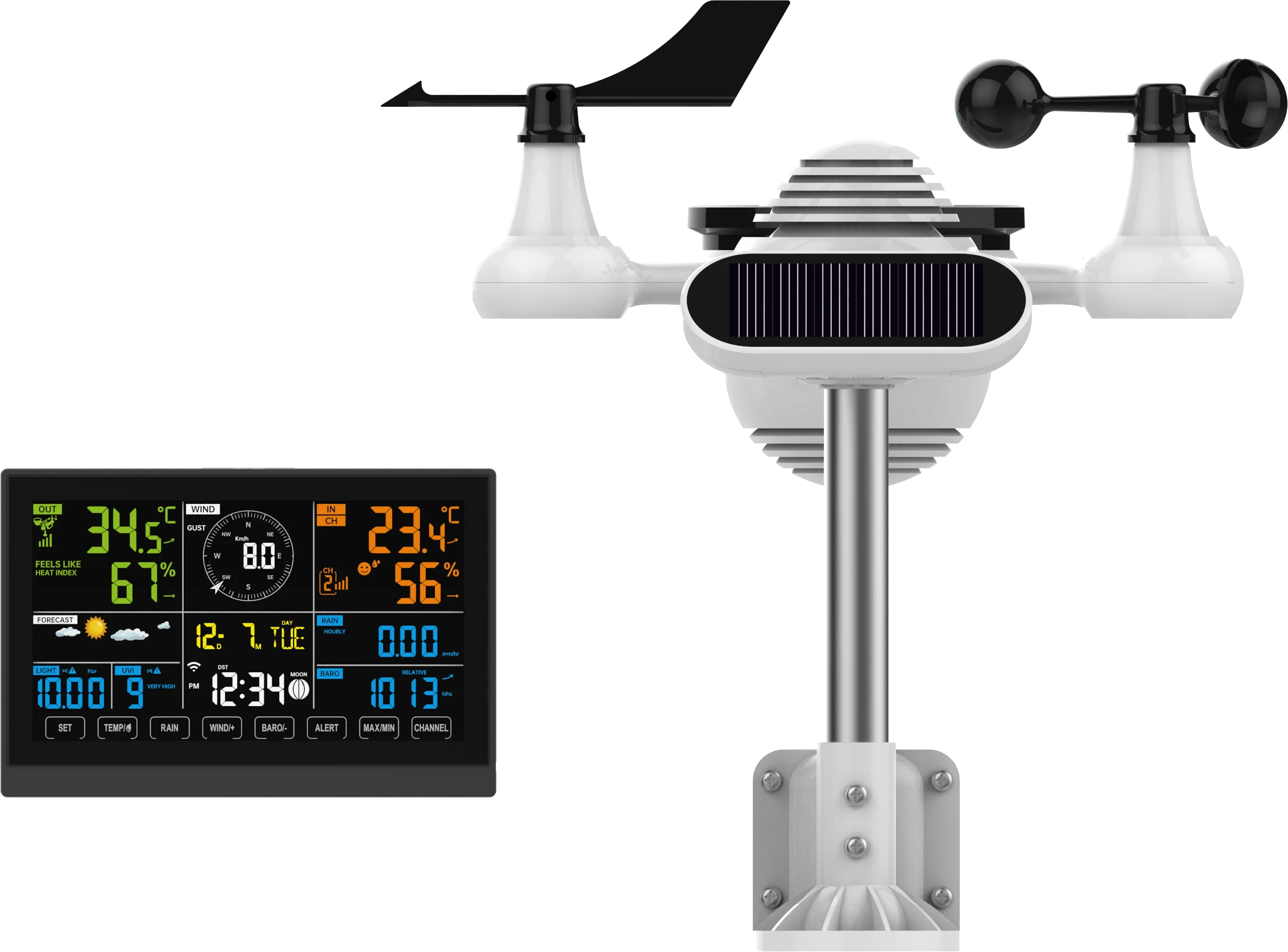 Wifi Outdoor Weather Station With Solar Uvi Barometric 7 In 1