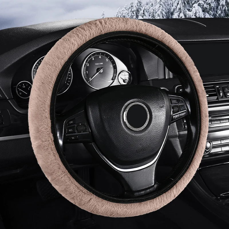 Elastic Band Universal Fit for Most Cars Steering Wheel Cover Non-Slip No ring Style made by Soft and Comfortable Thick Plush