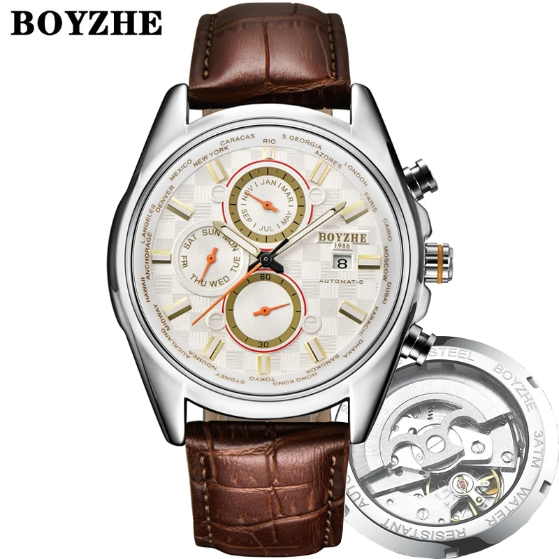 Boyzhe 018-2p Genuine Leather Fashion Luminous Waterproof Mens Watches In  Wristwatches Custom Watch Watches Men Wrist Brand - Buy High Quality  Fashion High Grade Low Price Sports Waterproof Stainless Steel Strap  Mechanical