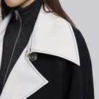 Coat Hot Sale Custom Loose Fit Color Block Long Sleeve Winter Ladies Trench Coat For Women