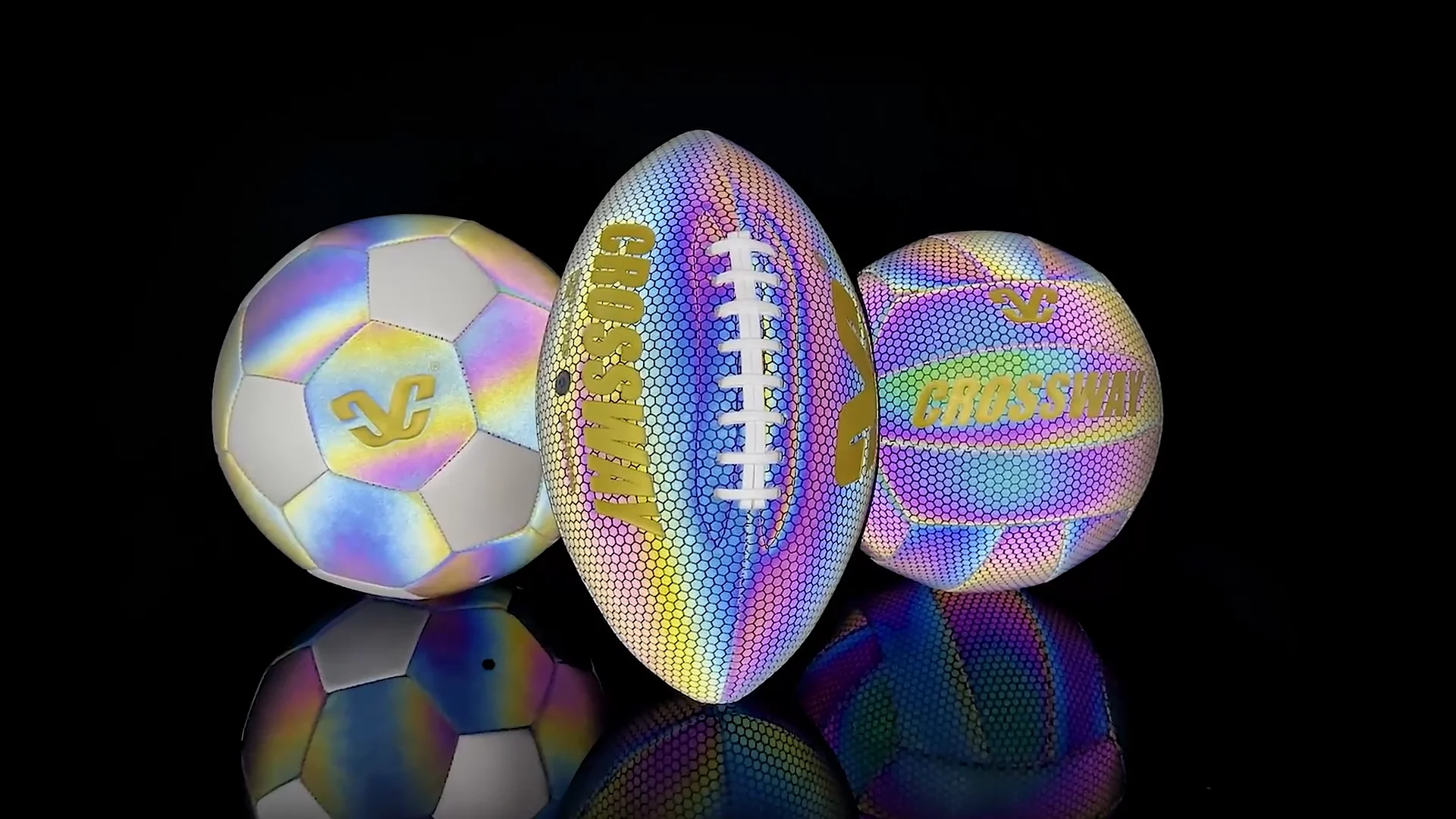 holographic glowing reflective soccer ball american football