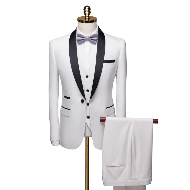 Costume Casual Boutique Slim One Button Solid Color Business Wedding Suit 3 Pcs Set Dress Blazers Jacket Pants Vest