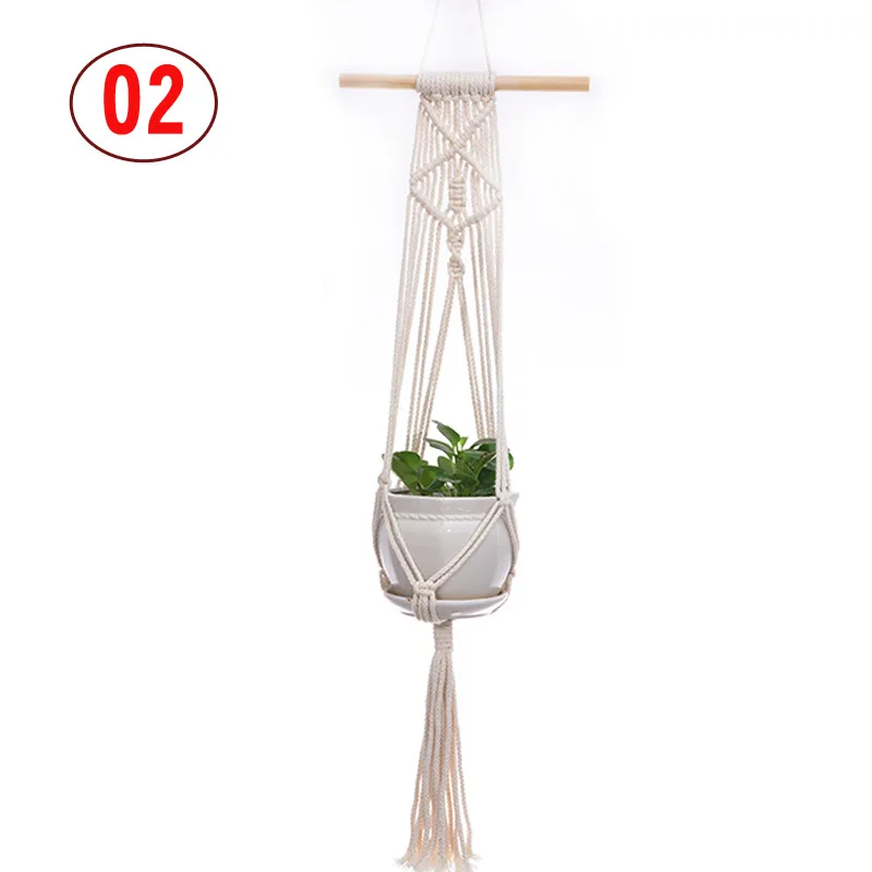 H507 Multi Style Woven Hemp String Pot Planter Hang Up Plant Cotton Hanging Flower Basket Rope