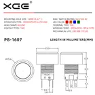XCE 16mm 3A 250VAC Momentary/Latching 1NO1NC Pin Terminal Plastic LED Light Illumination Push Button Switch
