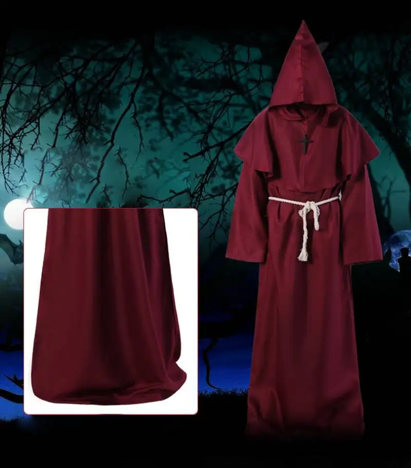 Halloween Ancient Wizard Costume Cosplay Medieval Monk Friar Robe Priest Costume Friars Priests