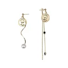 Earrings Earrings Coin Portrait Tassel Asymmetric Earrings Women