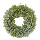 White Christmas Decoration With White Border Flocking Wreath Hotel Shop Window Decoration