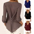 Tops Women V Neck Plus Size Chiffon Blouse Summer Autumn Casual Button Shirts Women Summer Tops