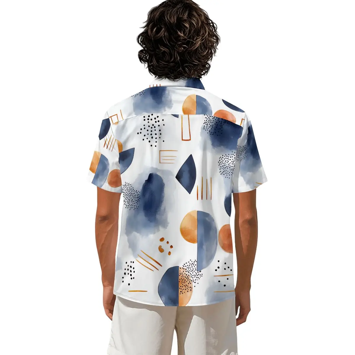 Custom image Men's 100% Cotton Short-Sleeve Button-Down Shirt Floral Pattern Smart Casual Chinese Style Mandarin Collar for Spring Summer H83ddd41f59c345748d0a02f21f393004L