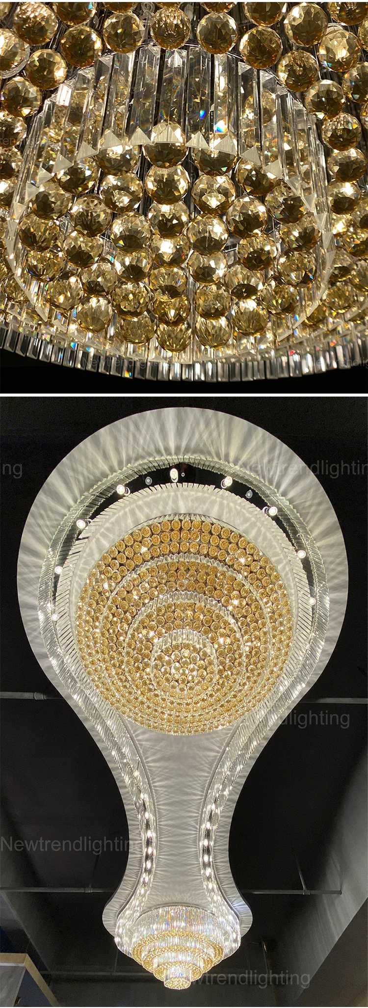 CPL-187 European Design Custom Hotel Villa Staircase Modern Lamps Home Decor Luxury Crystal LED Chandelier details