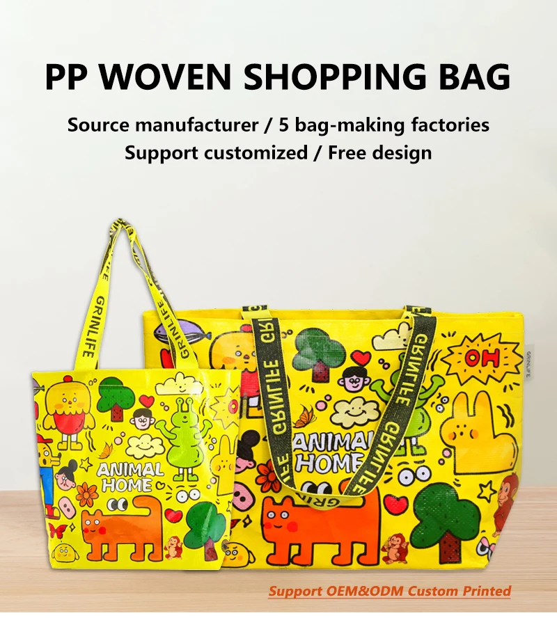 Durable custom pp reusable tote shopping bag dream land laminated woven plastic bag for supermarket use Durable custom pp reusable tote shopping bag dream land laminated woven plastic bag for supermarket use