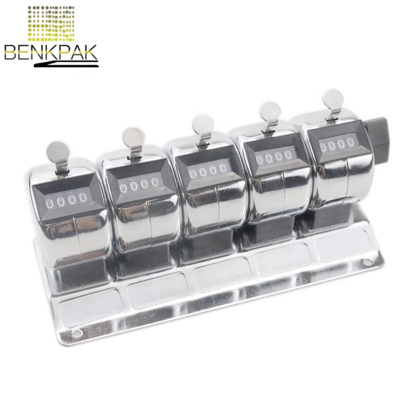 Mechanical Counter Metal Manual Clicker 4Digit 5 Units Stainless Steel Tally Hardware Tools for Terminal Counting Factory Statistics 
