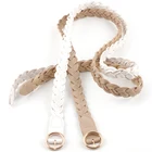 Leather Braided Belt Newest PU Leather Weave Braided Belt Female Dress Thin Round Buckle Belt