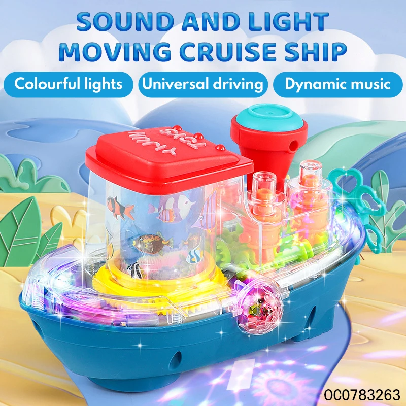 Light-up toys 2023 electric toys ship and boat gear set toy for kids with sounds