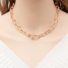 Gold New Hot Sale Stainless Steel 14k Gold Wholesale Paper Clip Chain Pave Stone U Shape Custom Necklace For Women Jewelry