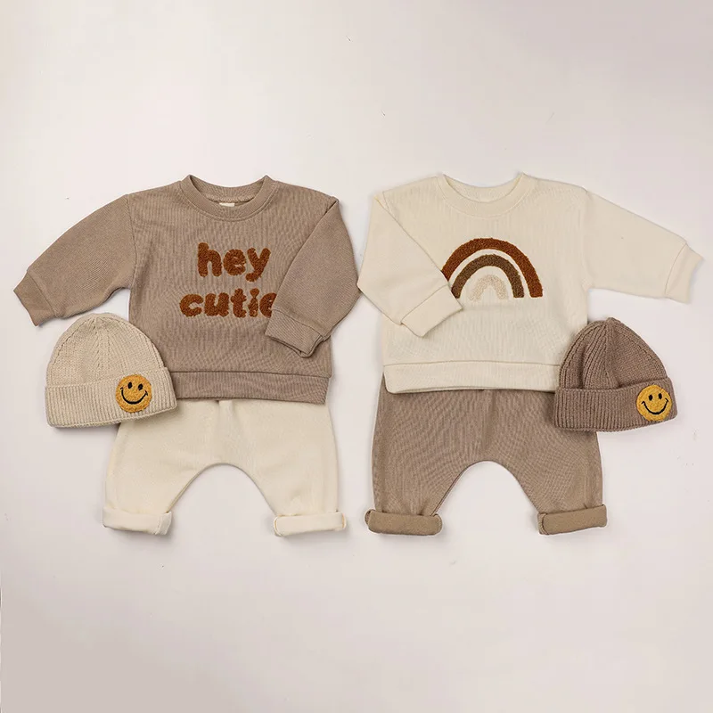 INS trendy baby clothing sets fashion casual letter print infant outfits long sleeve sweatshirt+trouser 2pcs baby clothes