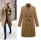 Coats Women Trench Coats Elegant Ladies Notched Lapel Double Breasted Overcoat Classic Winter Pea Coats
