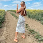 Summer Sexy 2022 New Hot Lady Summer Women's Halter Sexy Hollow Halter Slim Striped Casual Dress