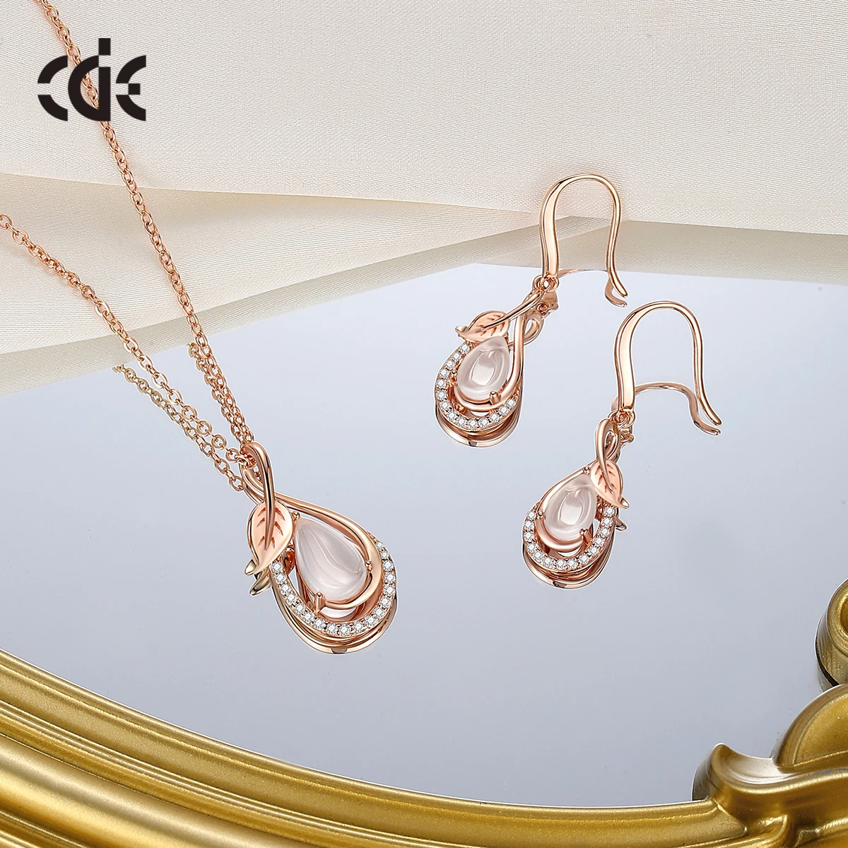 CDE YN1138 Design Patent Silver 925 Jewelry DIY Natural Rose Quartz Necklace Gemstone Rose Gold Plated Sterling Silver Necklace