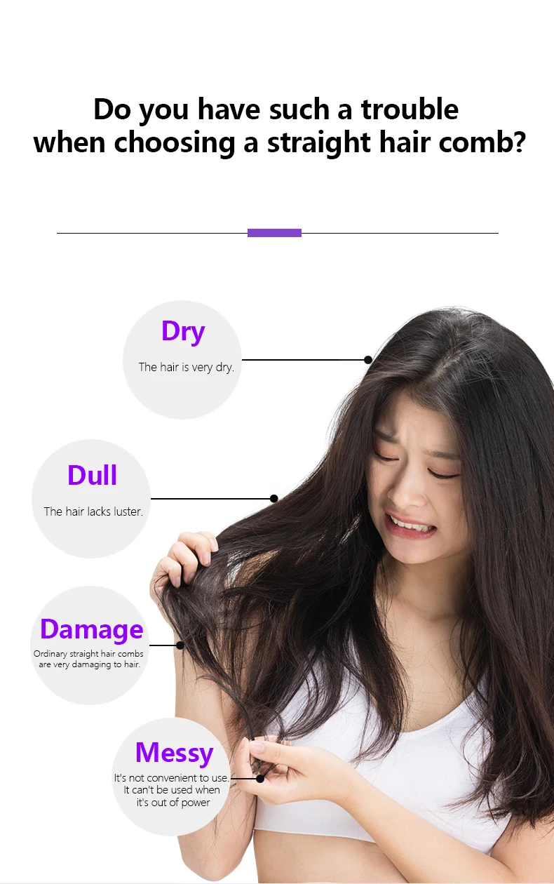 MESKY Cordless USB Rechargeable Ionic Hair Comb Fast Heating Mini Wireless Hair Straightener Brush details