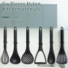 Set 6 Pcs Black Nylon Cooking Kitchen Utensils Set With Color Box