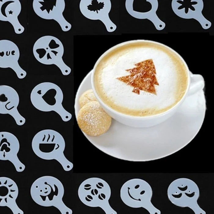 16-in-1 Food Grade Coffee Stencils Set PP Material Cake Tools