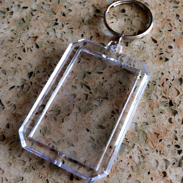 Custom Transparent Acrylic Plastic Blank Photo Insert Key Ring Printing