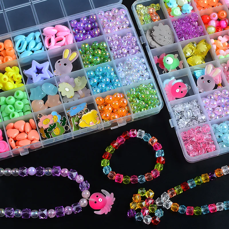 24 Grid Diy Children's Beads Toy Bead Set Handmade Beads For Jewelry Making Kit Kids Education Toy