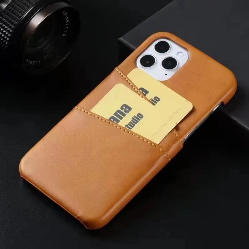 Mobile Accessories Dual Card Slot Wallet Back Cover PU Leather Phone Case for iPhone 15