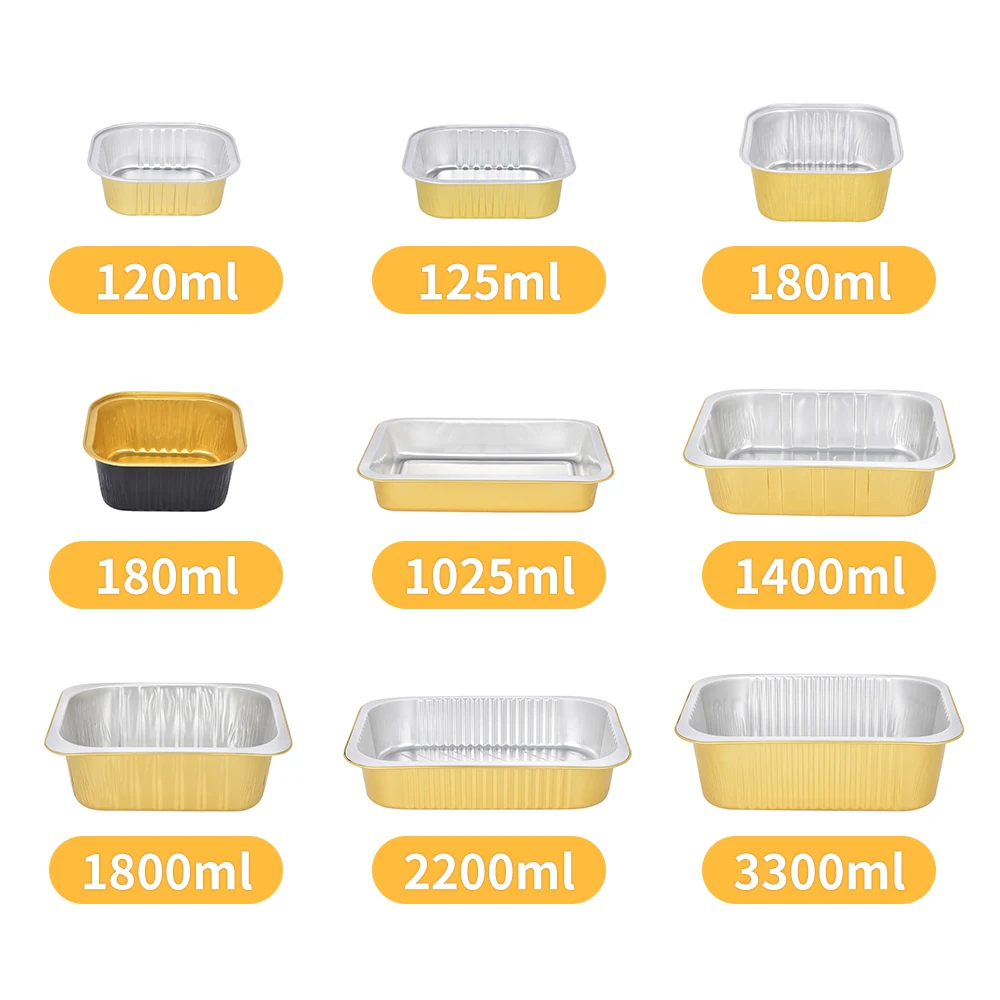 product best price factories food box disposable tray bake cup black gold eco friendly takeaway aluminum foil food packaging container-13