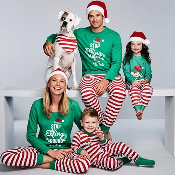 2021 Men Women Boy Girl Baby Family Sleepwear For Christmas Two Pieces Cute Couple Sleepwear Pajamas
