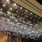 Club Star Custom Modern Hotel Lobby Long Staircase Wedding Club Acrylic Star Luxury Led Pendant Light