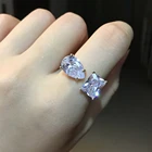 Cz Engagement Ring Luxury Hip Hop Iced Out Bling Pear Square CZ Diamond Love Promise Wedding Engagement Ring