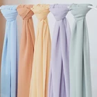 Muslim Spring Summer New Design Bubble Chiffon Hijab Fashion Plain Color Head Scarf Muslim For Woman Shawl