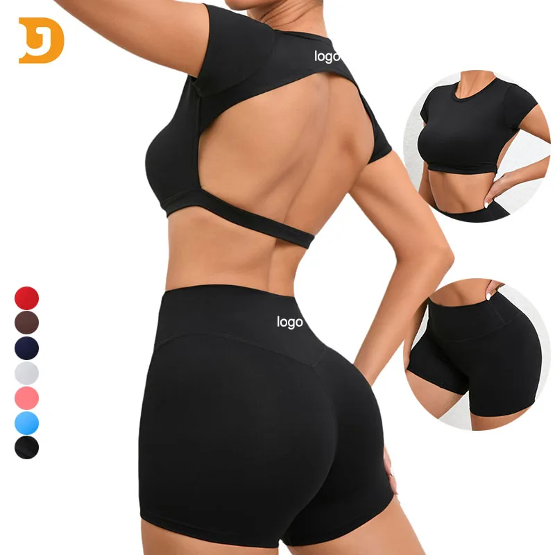 OEM Hot Sell Gym Workout Sport Bra Top Yoga Gym Activewear T Shirt Yoga Gym Activewear Set
