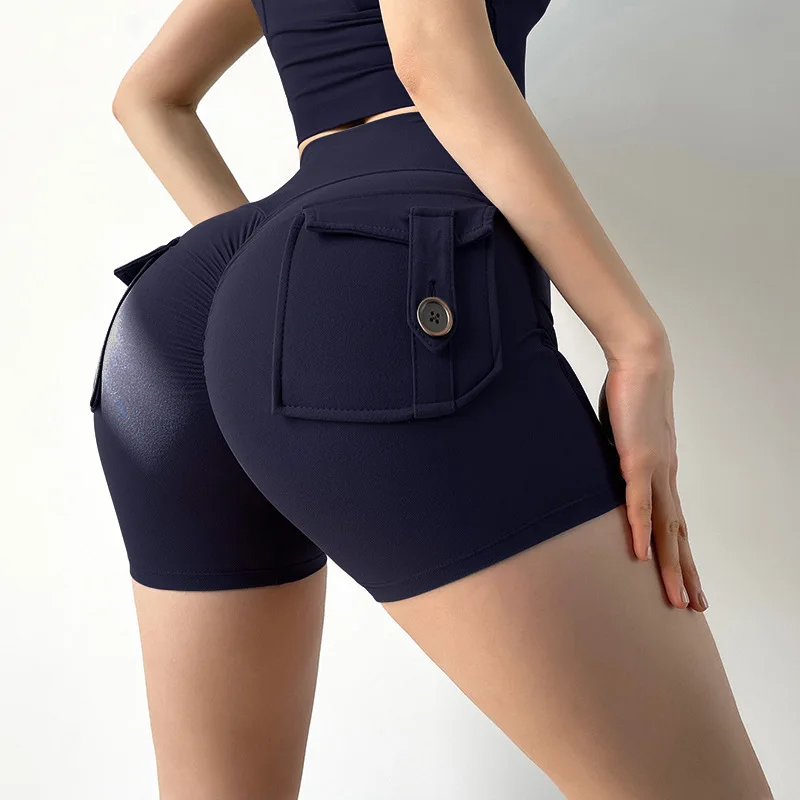 New arrivals fashion workout shorts women custom logo pocket leggings butt shorts for women gym sportswear women