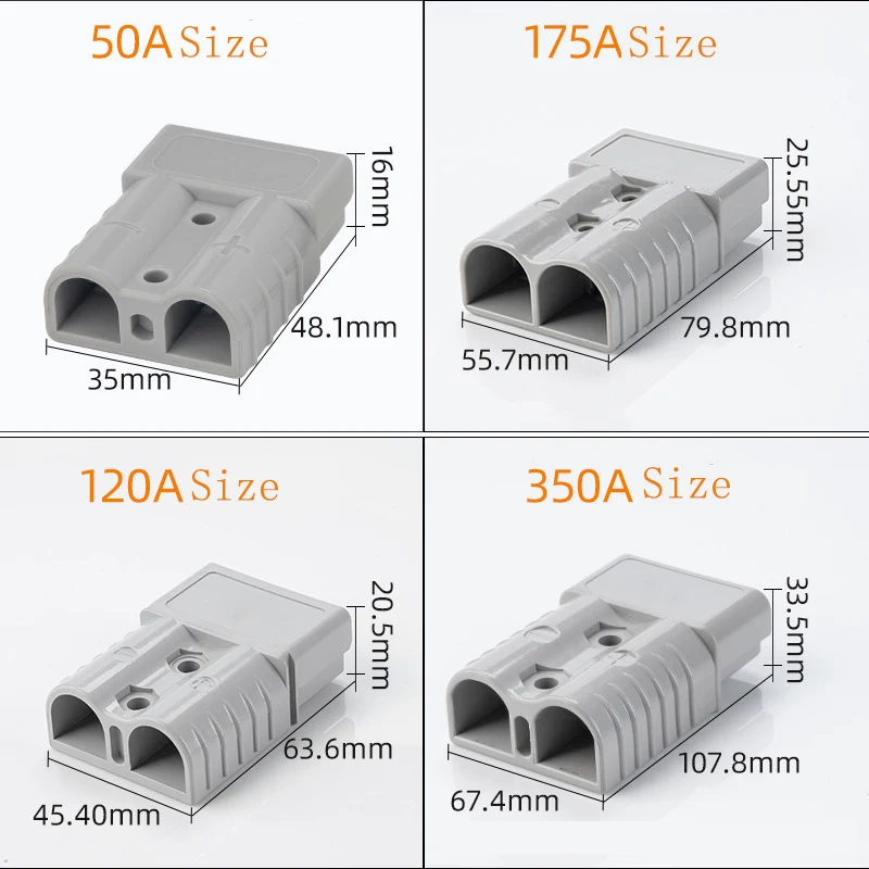 For Anderson 50A 80A120A 175A 350A 600V Plug Cable Terminal Battery Power Connector Kit Quick Plug Battery Charging Connector插图6
