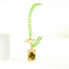 Jade Gold Jade Green Jade Multilayer Bracelet Hanging 14K Gold Plated Inlaid Black Rose Paper Cut