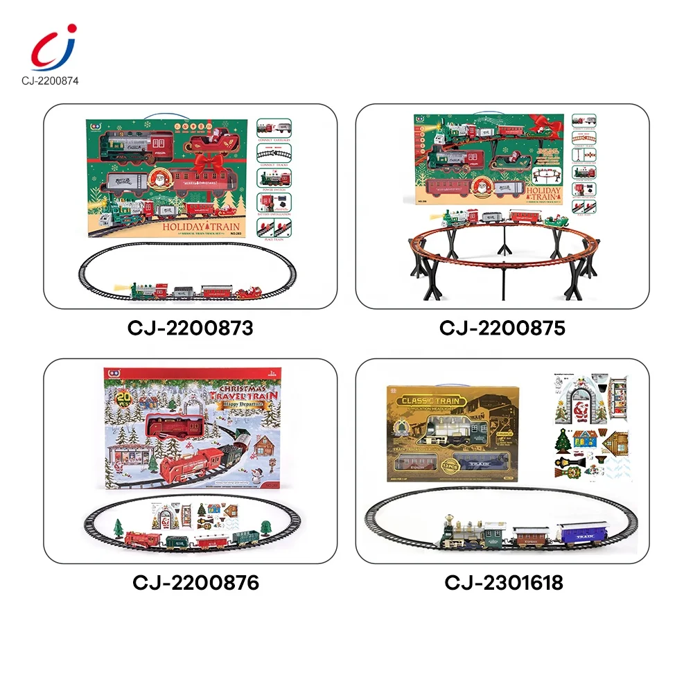 Chengji christmas plastic toy train manufacturers music light railway tren de navidad electric assembly rail track train toy