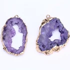 Agate Stone Pendant High Quality Natural Agate Jewelry Natural Stone Necklace Pendant Gemstone Gold-plated Mixed Color